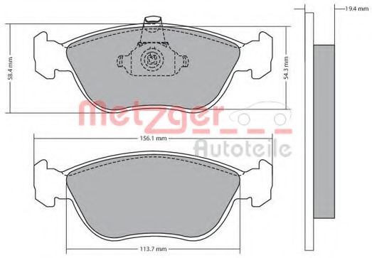 Комплект тормозных колодок, дисковый тормоз METZGER 1170282