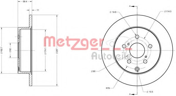 Тормозной диск METZGER 6110700