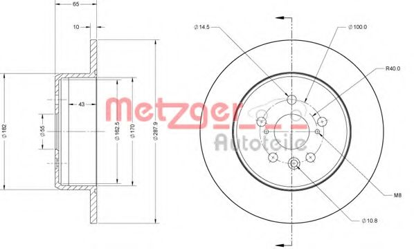 Тормозной диск METZGER 6110468