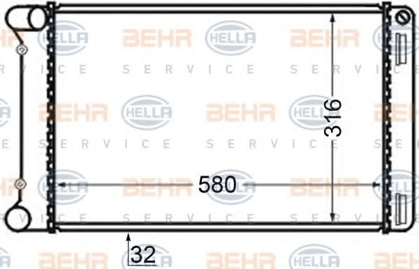 Радиатор, охлаждение двигателя BEHR HELLA SERVICE 8MK 376 704-641