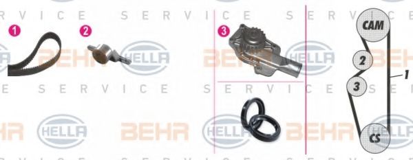 Водяной насос + комплект зубчатого ремня BEHR HELLA SERVICE 8MP 376 803-871