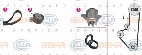 Водяной насос + комплект зубчатого ремня BEHR HELLA SERVICE 8MP 376 803-891