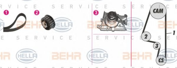 Водяной насос + комплект зубчатого ремня BEHR HELLA SERVICE 8MP 376 805-871