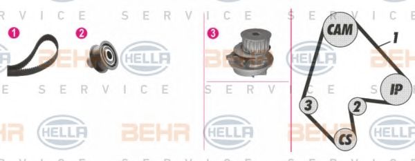 Водяной насос + комплект зубчатого ремня BEHR HELLA SERVICE 8MP 376 805-891