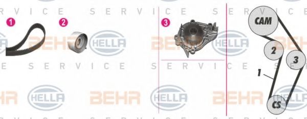 Водяной насос + комплект зубчатого ремня BEHR HELLA SERVICE 8MP 376 808-841