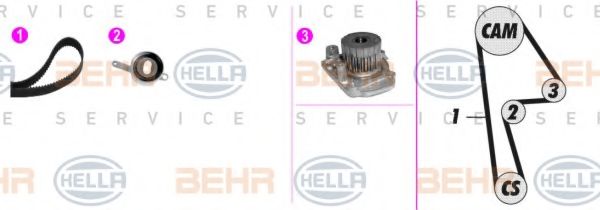 Водяной насос + комплект зубчатого ремня BEHR HELLA SERVICE 8MP 376 808-881