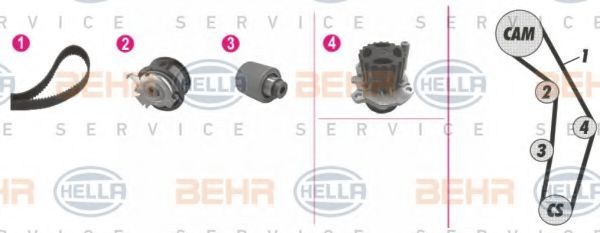 Водяной насос + комплект зубчатого ремня BEHR HELLA SERVICE 8MP 376 810-841