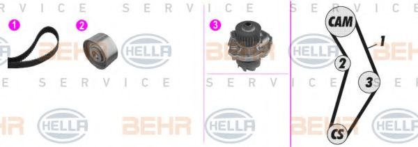 Водяной насос + комплект зубчатого ремня BEHR HELLA SERVICE 8MP 376 813-881