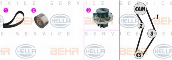 Водяной насос + комплект зубчатого ремня BEHR HELLA SERVICE 8MP 376 817-801