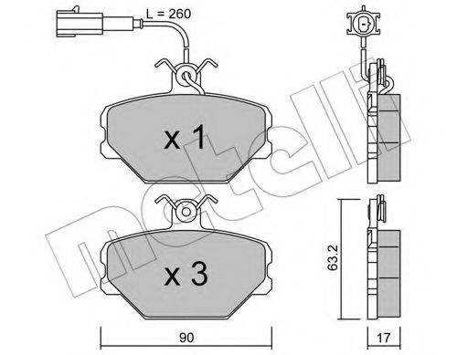 Комплект тормозных колодок, дисковый тормоз METELLI 22-0059-0