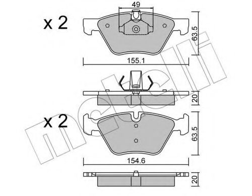 Комплект тормозных колодок, дисковый тормоз METELLI 22-0557-0