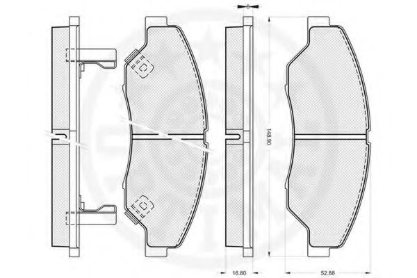 Комплект тормозных колодок, дисковый тормоз OPTIMAL 23443