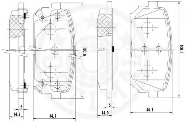 Комплект тормозных колодок, дисковый тормоз OPTIMAL 12482