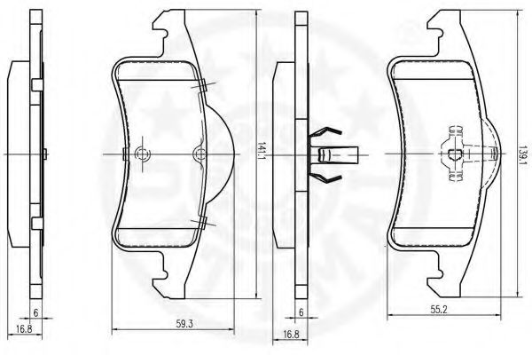 Комплект тормозных колодок, дисковый тормоз OPTIMAL 12566