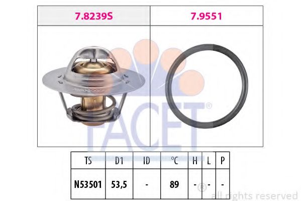 Термостат, охлаждающая жидкость FACET 7.8239