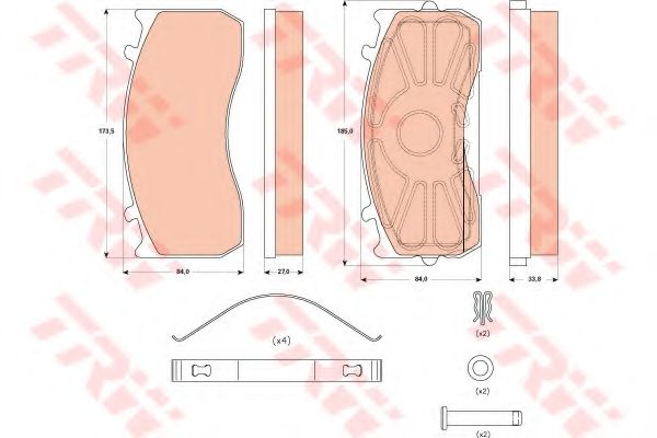 Комплект тормозных колодок, дисковый тормоз TRW 29148
