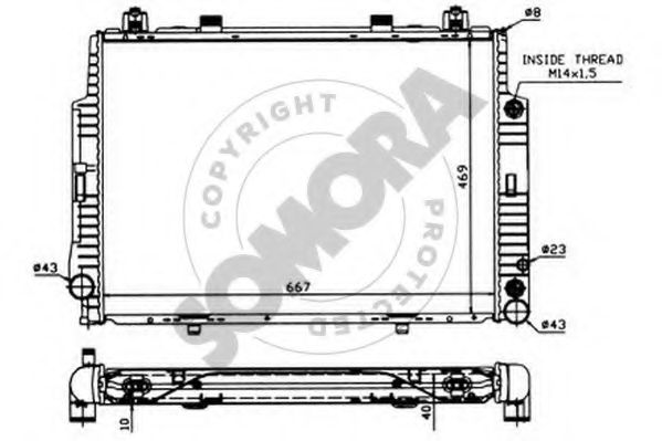 Радиатор, охлаждение двигателя SOMORA 174142