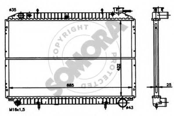 Радиатор, охлаждение двигателя SOMORA 194340