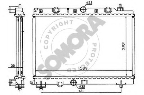 Радиатор, охлаждение двигателя SOMORA 260742
