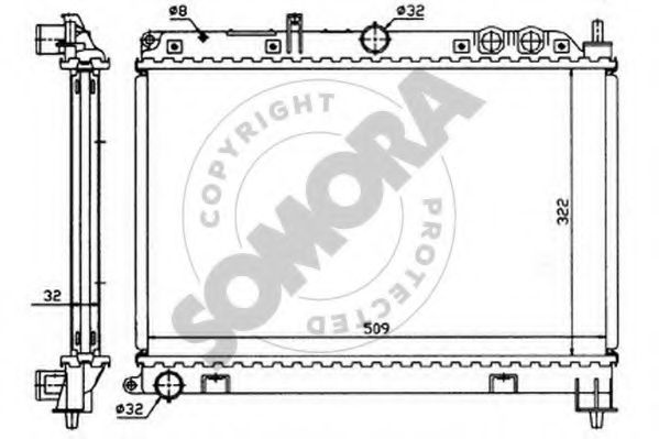 Радиатор, охлаждение двигателя SOMORA 261041