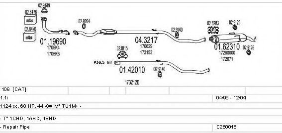 Система выпуска ОГ MTS C260016005886