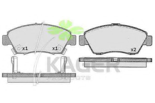 Комплект тормозных колодок, дисковый тормоз KAGER 35-0594