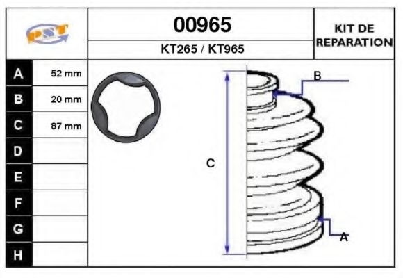 Комплект пылника, приводной вал SNRA 00965