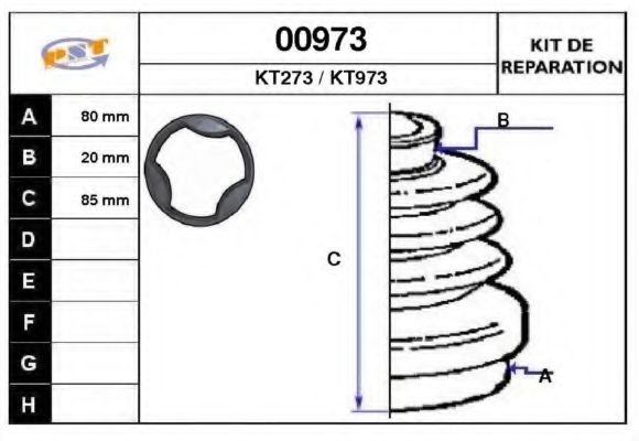 Комплект пылника, приводной вал SNRA 00973