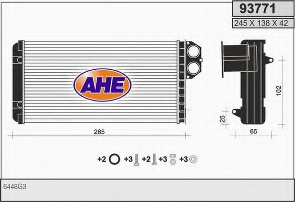 Теплообменник, отопление салона AHE 93771