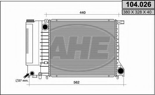 Радиатор, охлаждение двигателя AHE 104.026