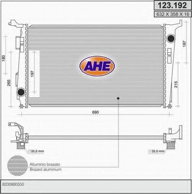 Радиатор, охлаждение двигателя AHE 123.192