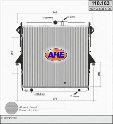 Радиатор, охлаждение двигателя AHE 110.163