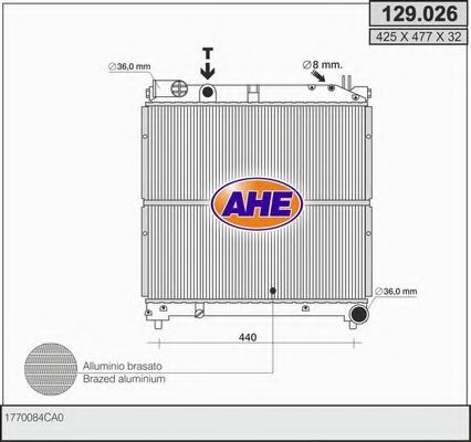 Радиатор, охлаждение двигателя AHE 129.026