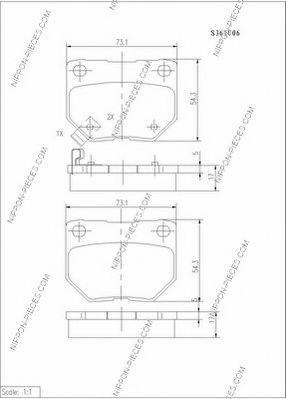 Комплект тормозных колодок, дисковый тормоз NPS S361U06