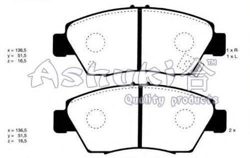 Комплект тормозных колодок, дисковый тормоз ASHUKI H025-35A