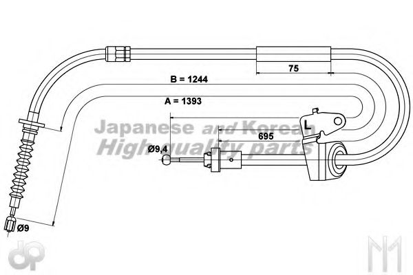 Трос, стояночная тормозная система ASHUKI HRK12774