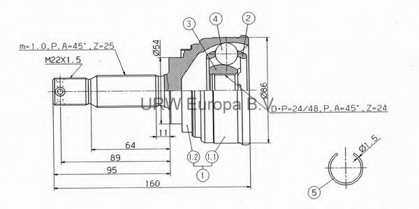 Шарнирный комплект, приводной вал ASHUKI MI-2P0