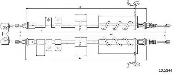Трос, стояночная тормозная система CABOR 10.5344