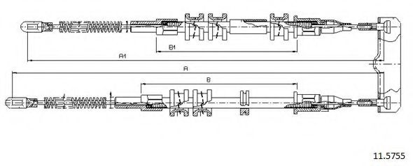 Трос, стояночная тормозная система CABOR 11.5755