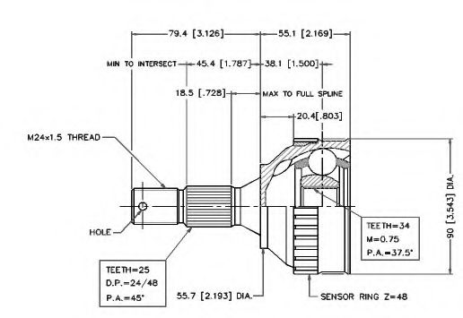 Шарнирный комплект, приводной вал VEMA 18249