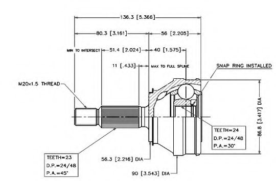 Шарнирный комплект, приводной вал VEMA 18279