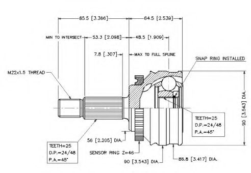 Шарнирный комплект, приводной вал VEMA 18605