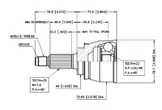 Шарнирный комплект, приводной вал VEMA 18698
