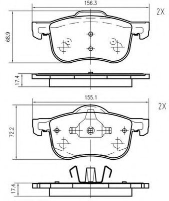 Комплект тормозных колодок, дисковый тормоз VEMA 23073