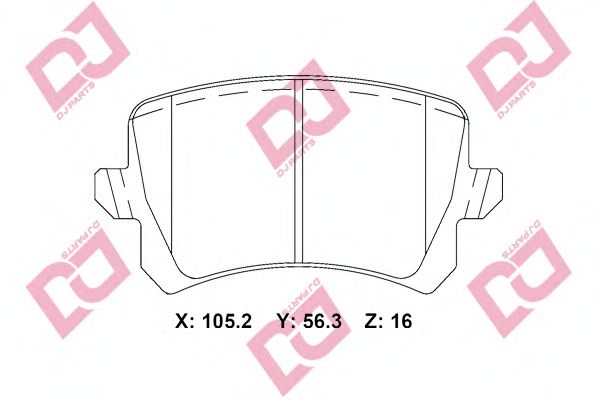 Комплект тормозных колодок, дисковый тормоз DJ PARTS BP2253