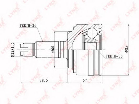 Шарнирный комплект, приводной вал LYNXauto CO-3409