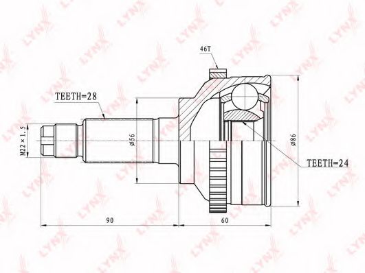 Шарнирный комплект, приводной вал LYNXauto CO-4417A