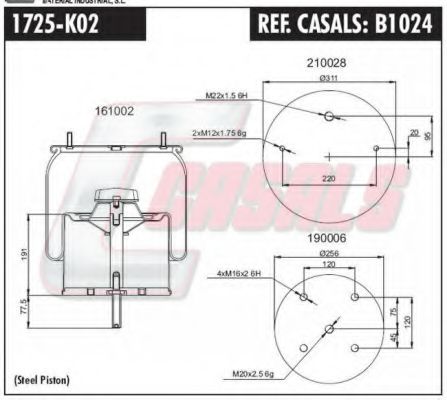 Кожух пневматической рессоры CASALS B1024
