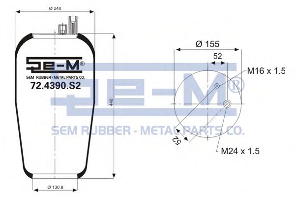 Кожух пневматической рессоры SEM LASTIK 72.4390.S2