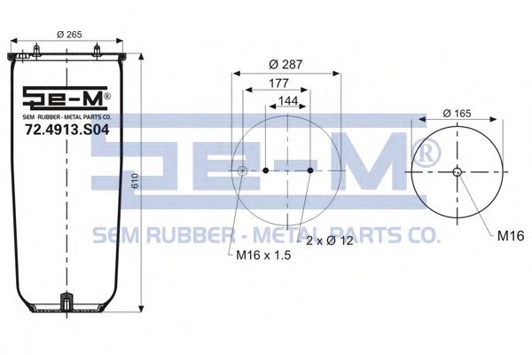 Кожух пневматической рессоры SEM LASTIK 72.4913.S04